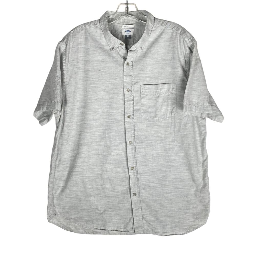 Old Navy Slim Fit Button Down Shirt Men XL Gray Striped Preppy Smart Casual